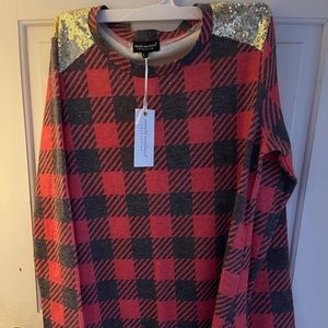 Simply Southern Red Buffalo Gold Sequin tunic